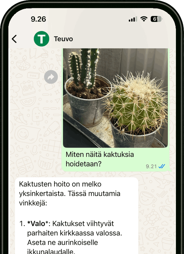 Tekoäly chat - kasvien hoito-ohje